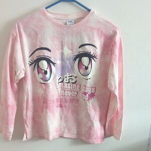 Zara Kids Pink Tie-Dye Anime Long Sleeve Tee